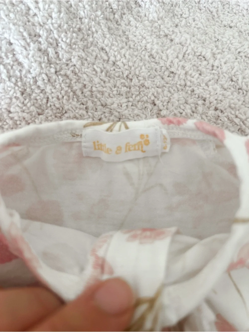 Little and Fern cream and pink floral romper 6-12 months